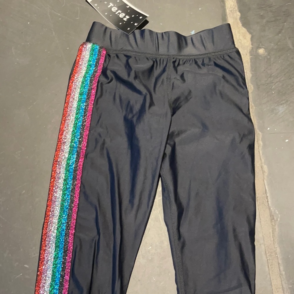 NWT girls Terez leggings w/rainbow glitter stripes